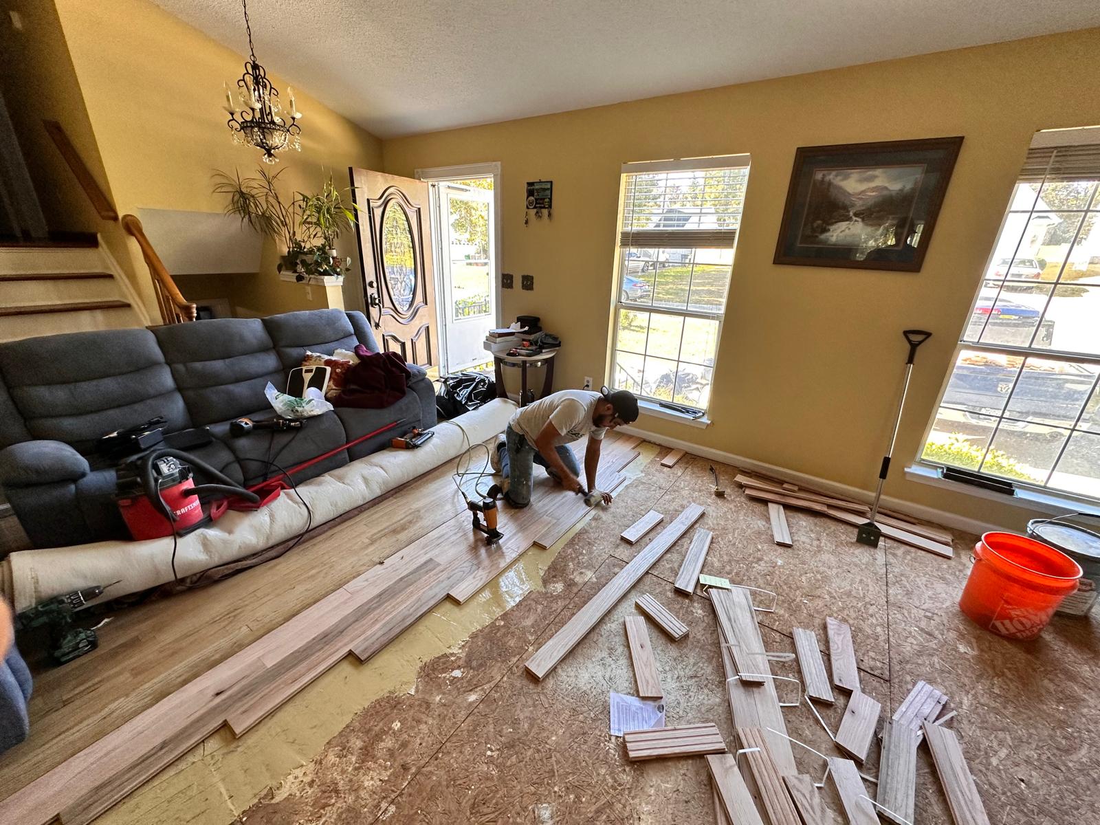 Polishing and Stain wood flooring service by Remodeling And Solutions WAN